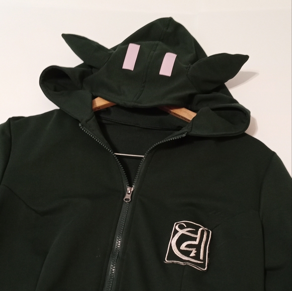 Nanami Chiaki Cosplay Green Long Sleeve Jacket with ears on hoodie US Size SMALL - Picture 2 of 7